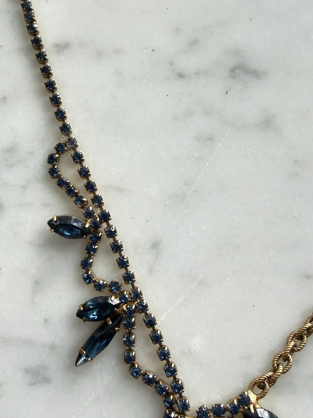 Elizabeth Cole Gold-Tone Blue Crystal Drop Necklace - Picture 4 of 4
